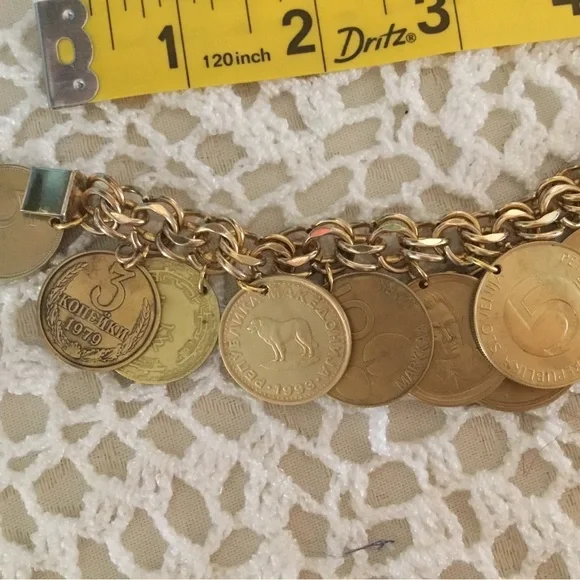 🌹Host Pick- Gold 15 Coin Heavy Charm Bracelet/ ELCO 1/20,12 K Gold Filled - Picture 15 of 16